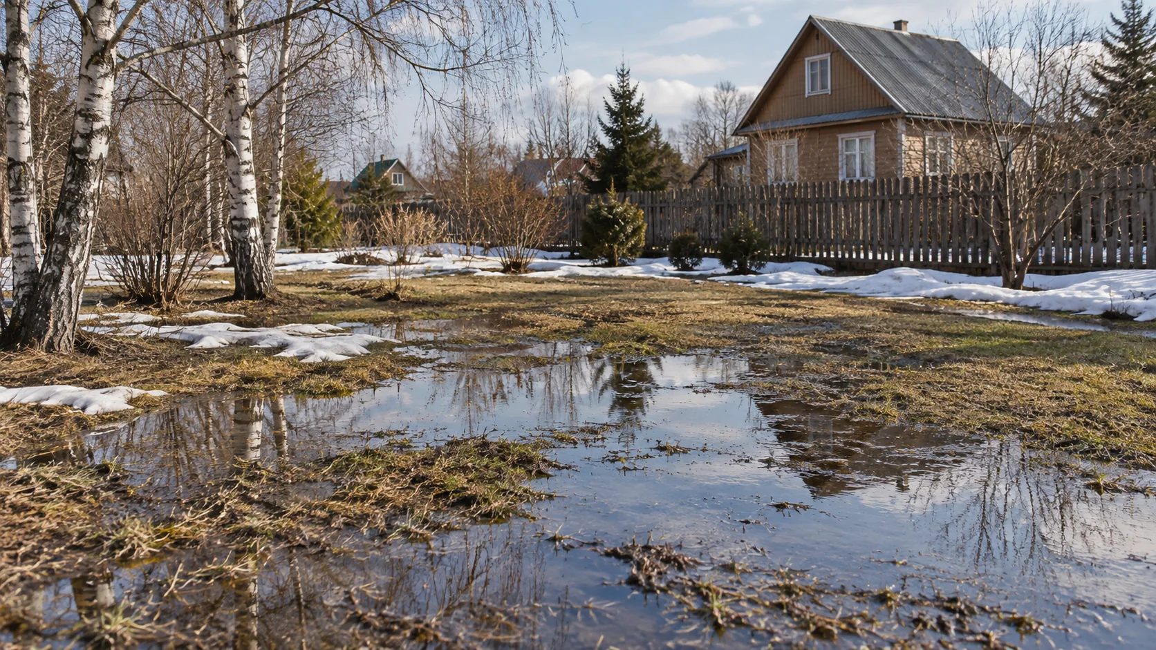 Весенняя вода на загородном участке